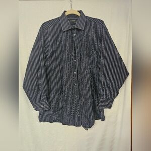 Alfani Men's Dress Shirt, XL, Black w/Blue
